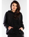 Welurowa bluza z kapturem - czarna