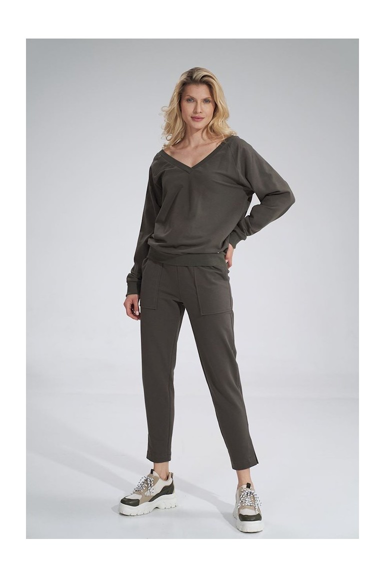 CM6049 Bawełniane sportowe spodnie - oliwkowe