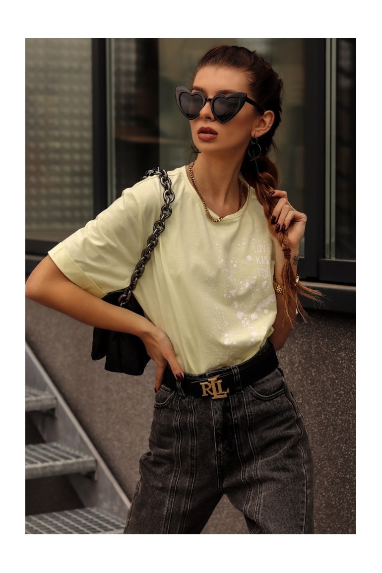CM6058 Klasyczny dresowy t-shirt - żółty