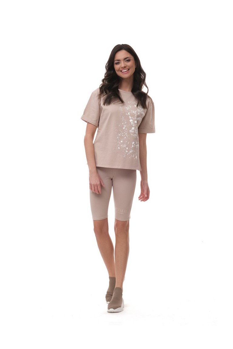 CM6058 Klasyczny dresowy t-shirt - beżowy