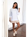 Bluza oversize z ozdobną falbanką - biała