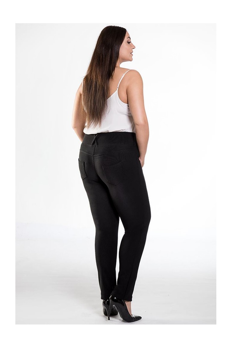 CM3947 Legginsy w prążek na wysokiej gumie - czarne