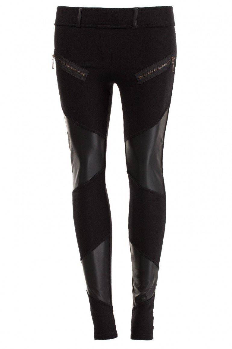 CM5066 Dopasowane legginsy z zamkami - czarne
