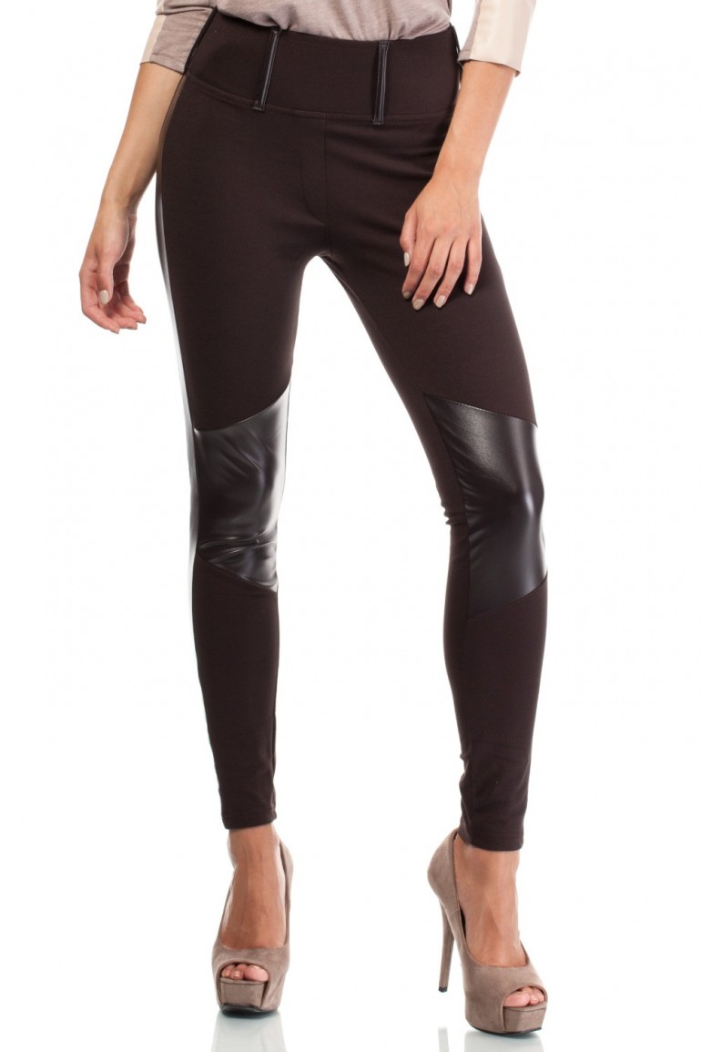 CM4547 Eleganckie spodnie legginsy - brązowe