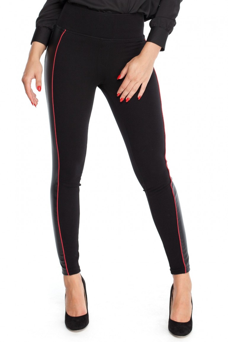 CM4543 Dopasowane legginsy ze skórą - czarne