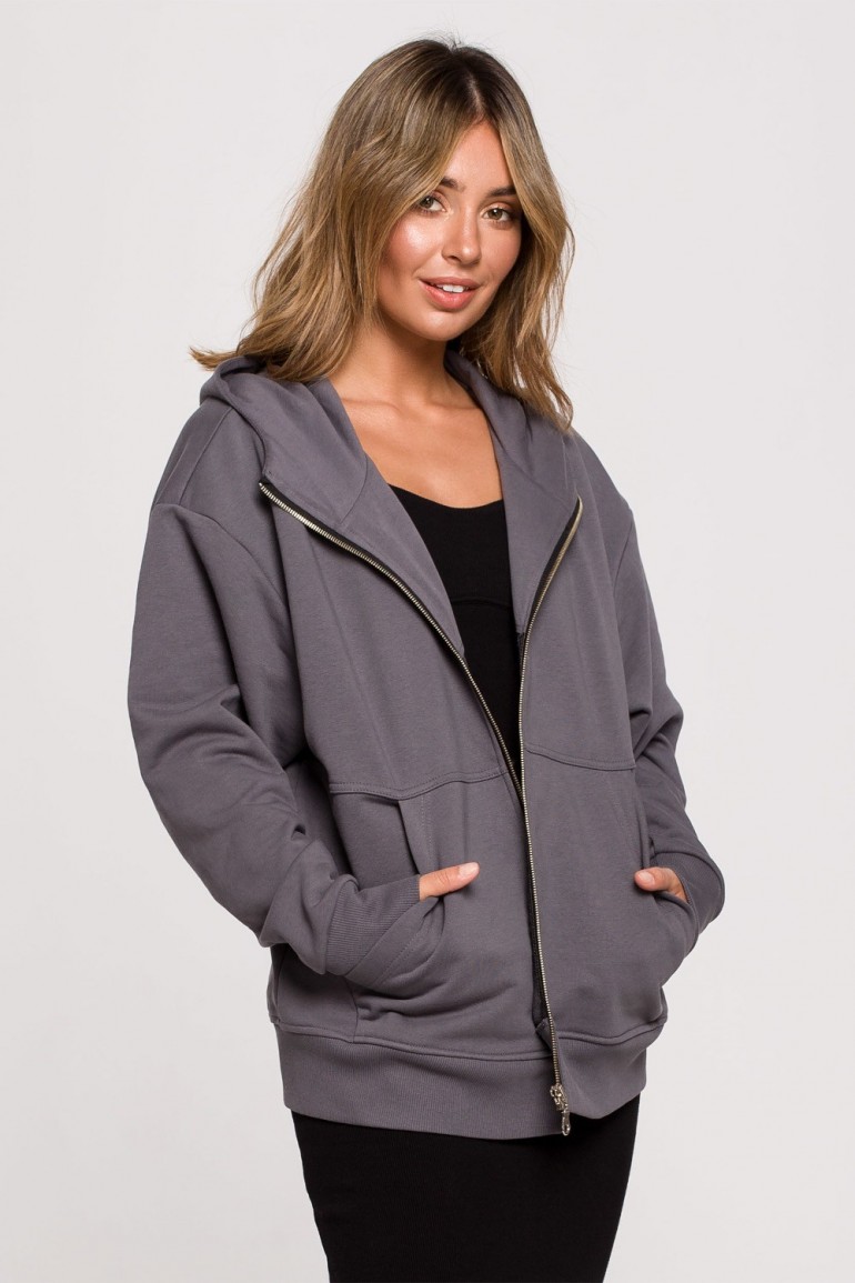 CM6196 Bluza zasuwana na zamek - antracytowa