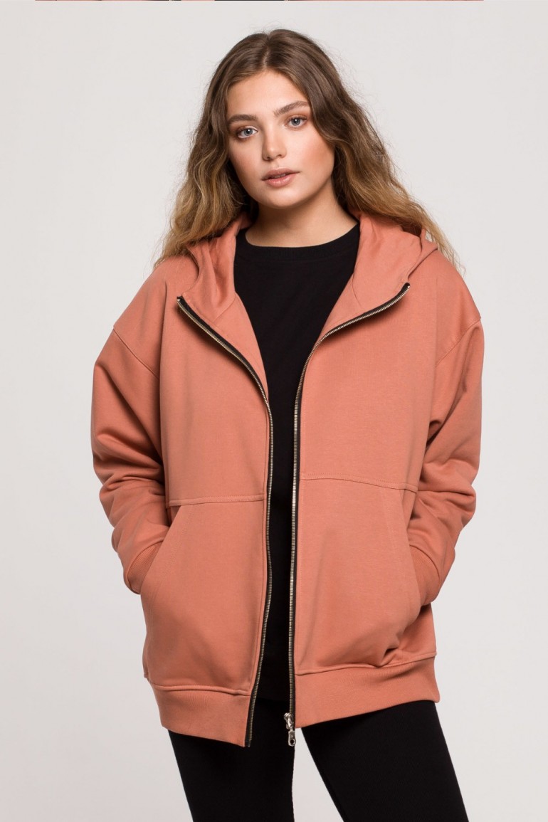 CM6196 Bluza zasuwana na zamek - ceglasta