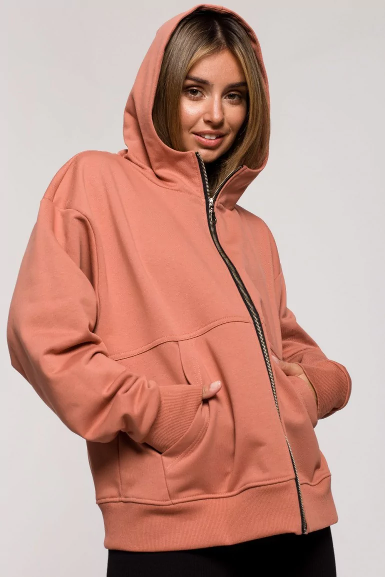 CM6196 Bluza zasuwana na zamek - ceglasta