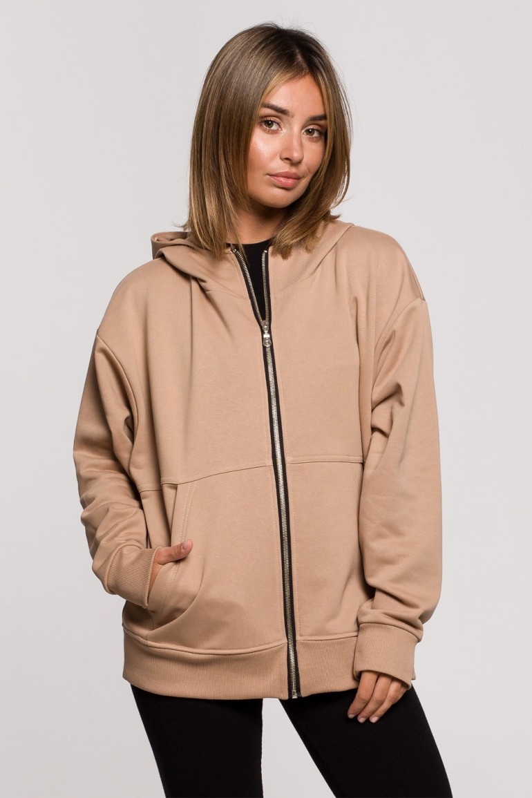 CM6196 Bluza zasuwana na zamek - orzechowa