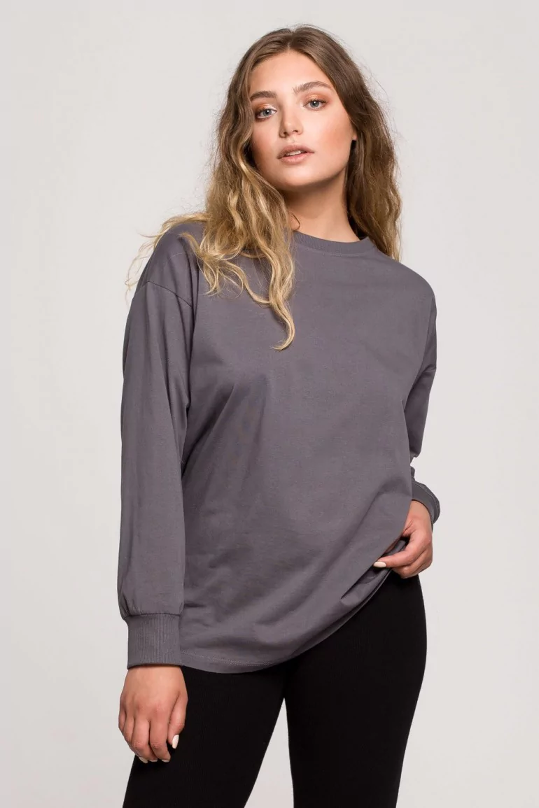 CM6209 Bluzka longsleeve z nadrukiem - antracytowa