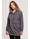 Bluza - tunika z dużą kieszenią i napami - antracytowa