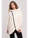 Bluza - tunika z kołnierzem i kapturem - waniliowa