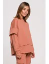 Bluza z warstwowymi rękawami unisex - ceglasta