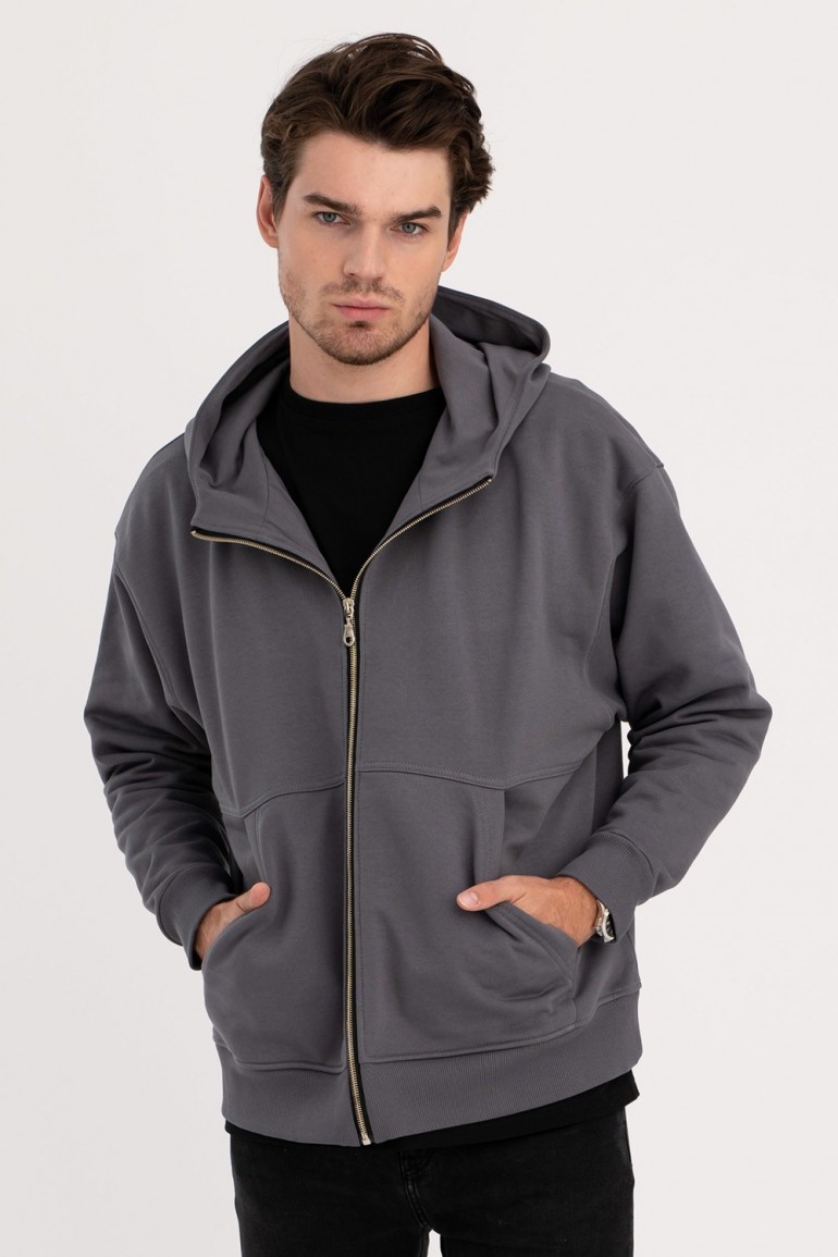 CM6215 Męska bluza zasuwana na zamek - antracytowa