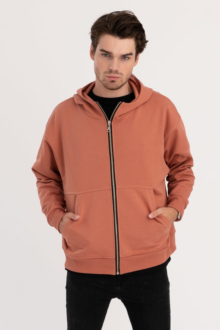 CM6215 Męska bluza zasuwana na zamek - ceglasta