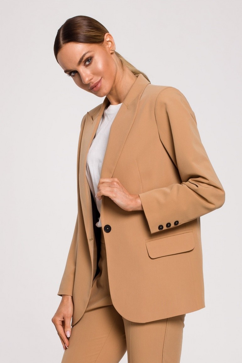 CM6219 Żakiet zapinany na jeden guzik - kamelowy