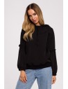 Elegancka bluza z kieszenią kangurek - czarna