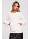 Elegancka bluza z kieszenią kangurek - ecru