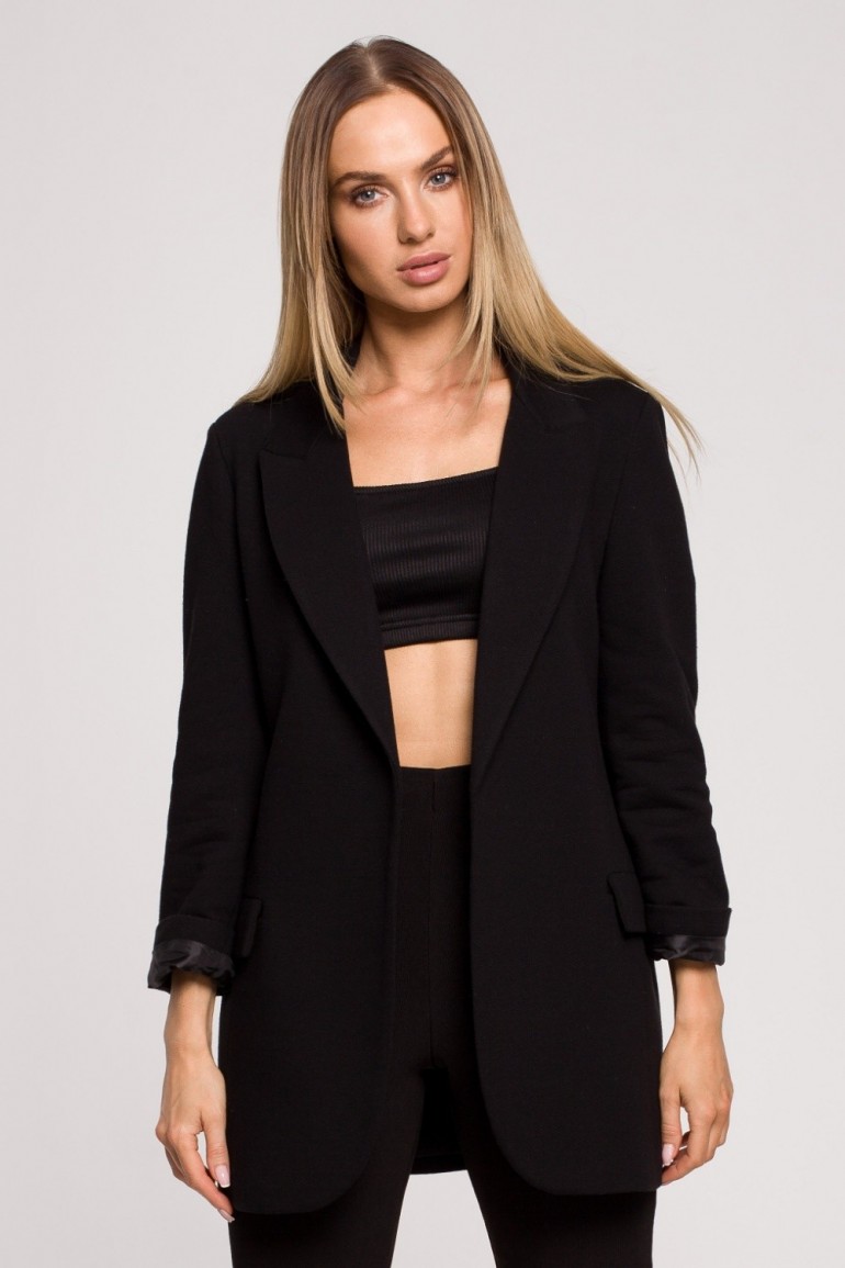 CM6229 Żakiet oversize z dzianiny - czarny
