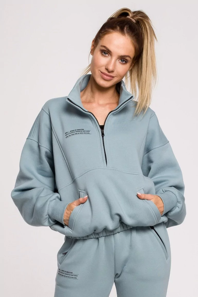 CM6233 Bluza z zasuwanym wysokim kołnierzem i nadrukiem - agawa