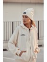Czapka beanie unisex z naszywką good vibes - śmietankowa