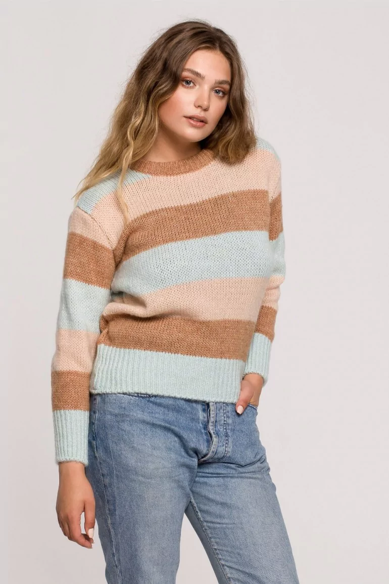 CM6254 Sweter w pasy wielokolorowe - model 2