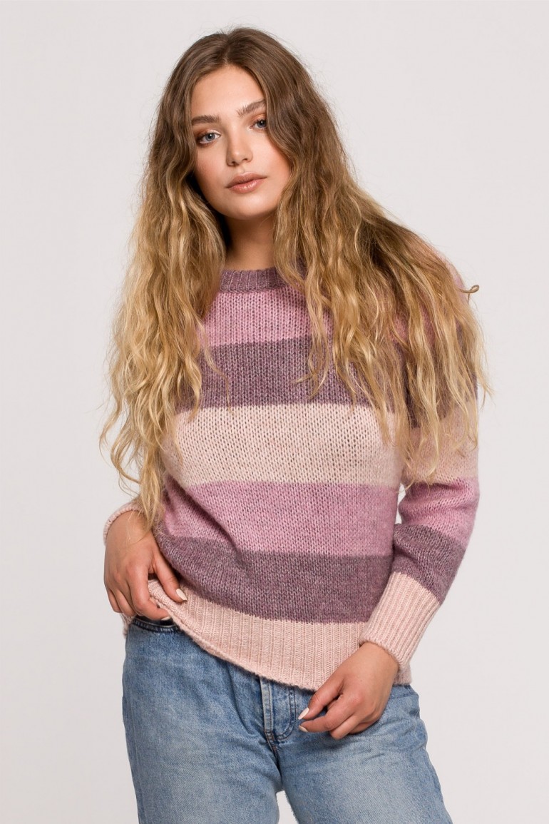 CM6254 Sweter w pasy wielokolorowe - model 3