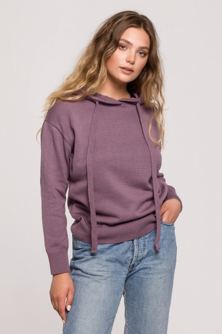 CM6256 Sweter damski z kapturem - wrzosowy