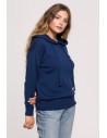 Sweter damski z kapturem - granatowy