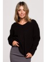 Sweter z dekoltem w serek - czarny