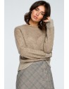 Sweter oversize typu kimono - jasnobrązowy