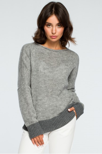 Sweter oversize typu kimono - popielaty