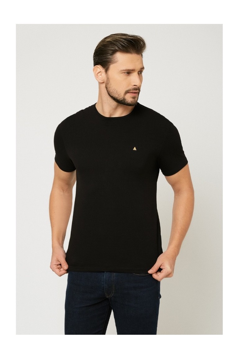 CM6116 T-shirt męski pod marynarkę - czarny