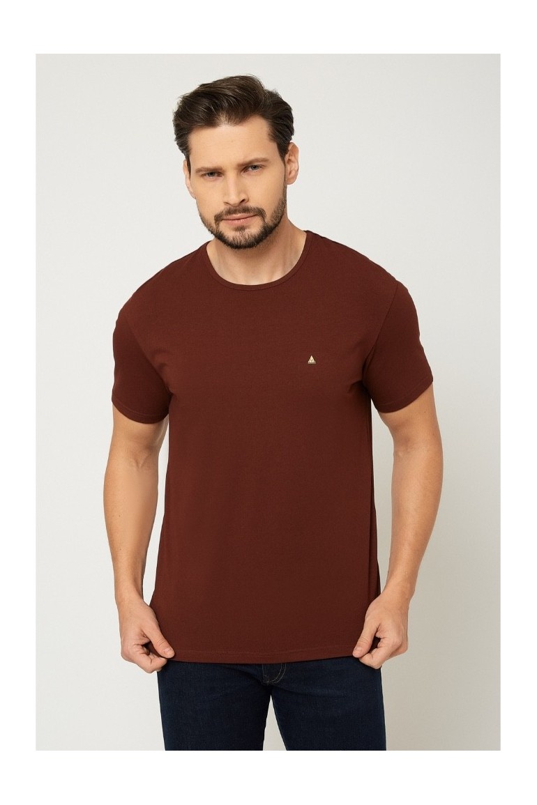 CM6116 T-shirt męski pod marynarkę - bordowy