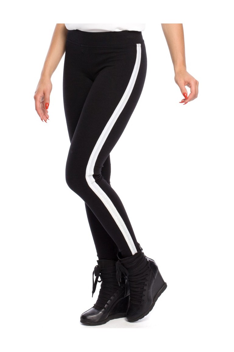CM3141 Eleganckie kobiece legginsy z lampasem - model 3