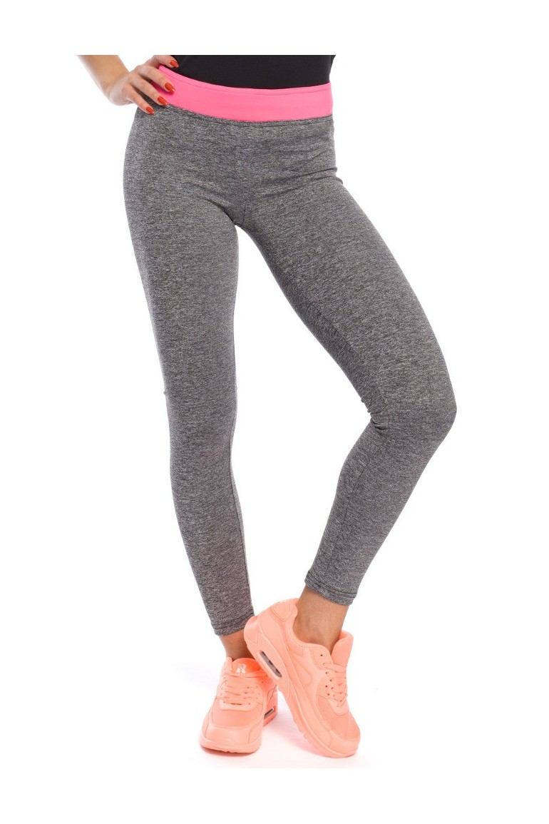CM3142 Wyszczuplające legginsy dopasowane - szaro-różowe
