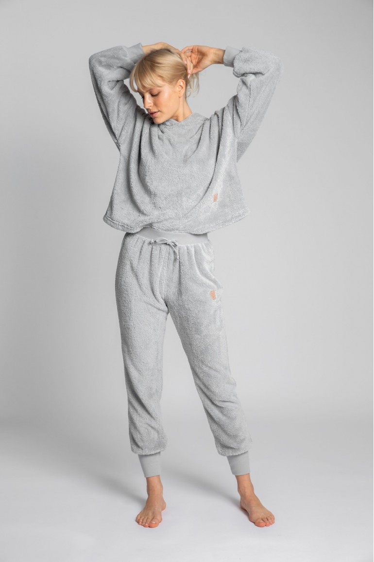 CM5698 Pluszowe spodnie joggery - popielate OUTLET