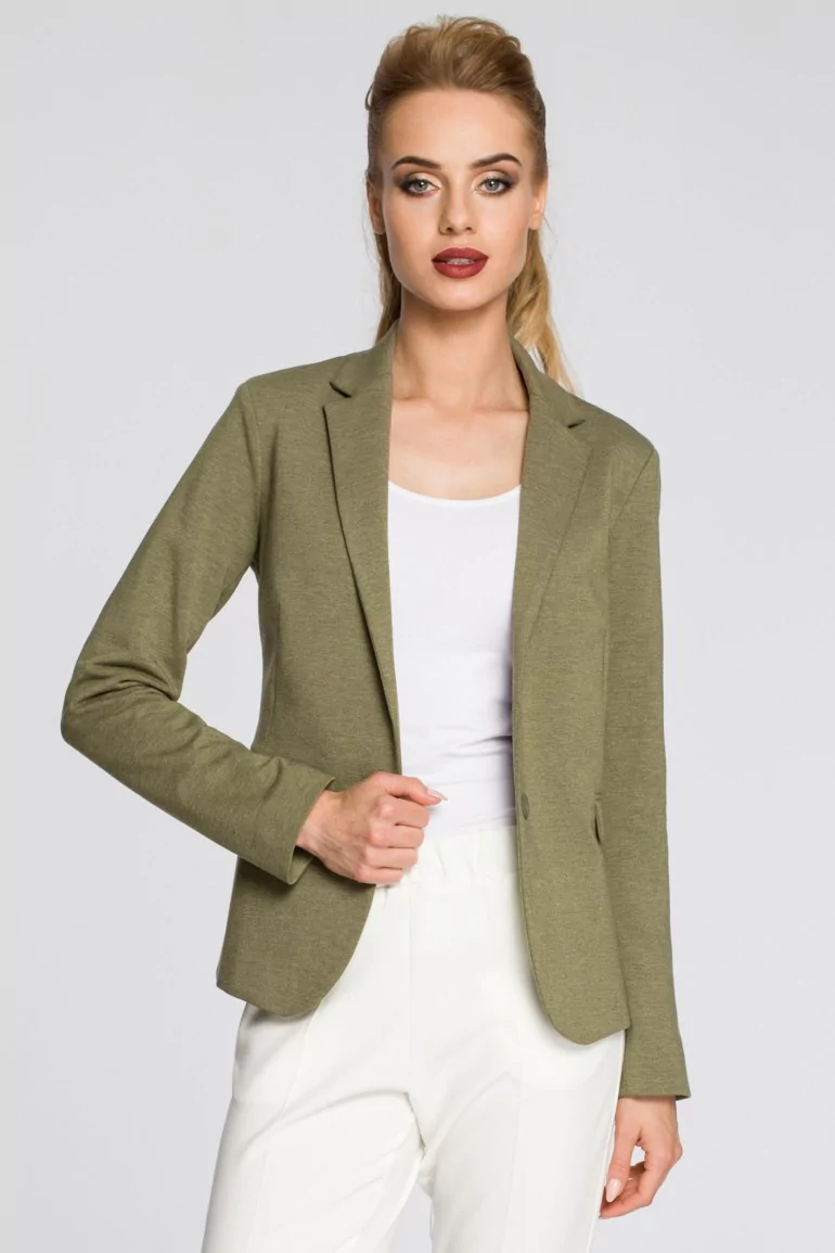 CM2458 Dopasowany żakiet zapinany na guzik - khaki OUTLET