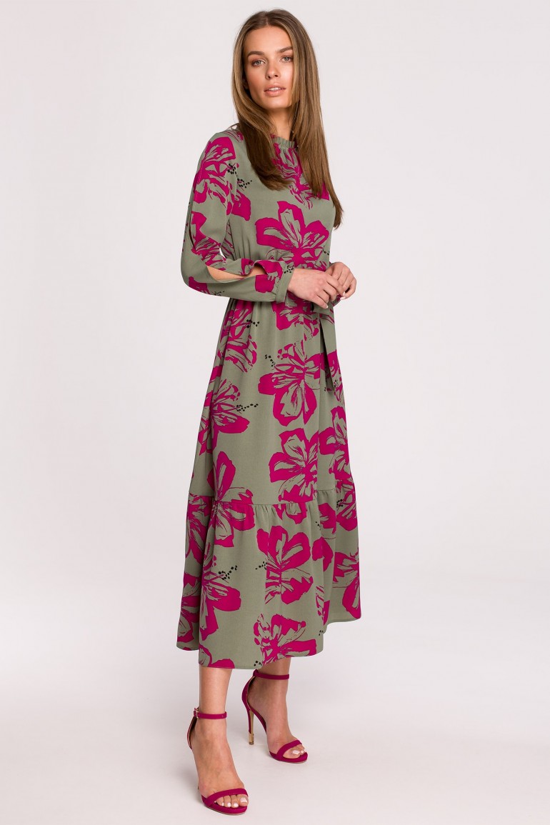 CM6513 Sukienka maxi z rozcięciami na rękawach - model 2