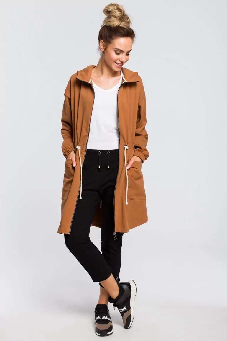 CM4097 Wygodna bluza typu parka - karmelowa