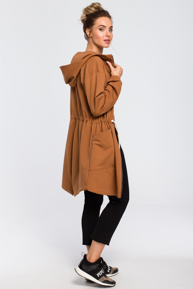 CM4097 Wygodna bluza typu parka - karmelowa