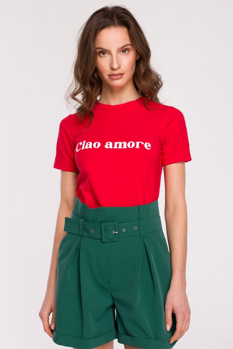 CM6548 T-shirt z nadrukiem - czerwony