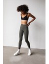 Legginsy damskie z prążkowanej dzianiny - khaki