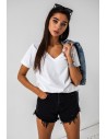 Klasyczny t-shirt z dekoltem w serek - biały