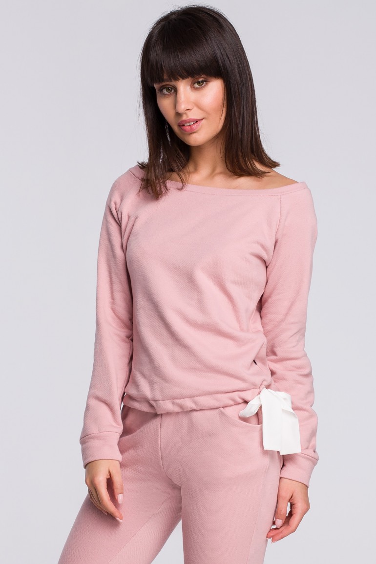 CM4122 Bluza z wiązaniem - pudrowa
