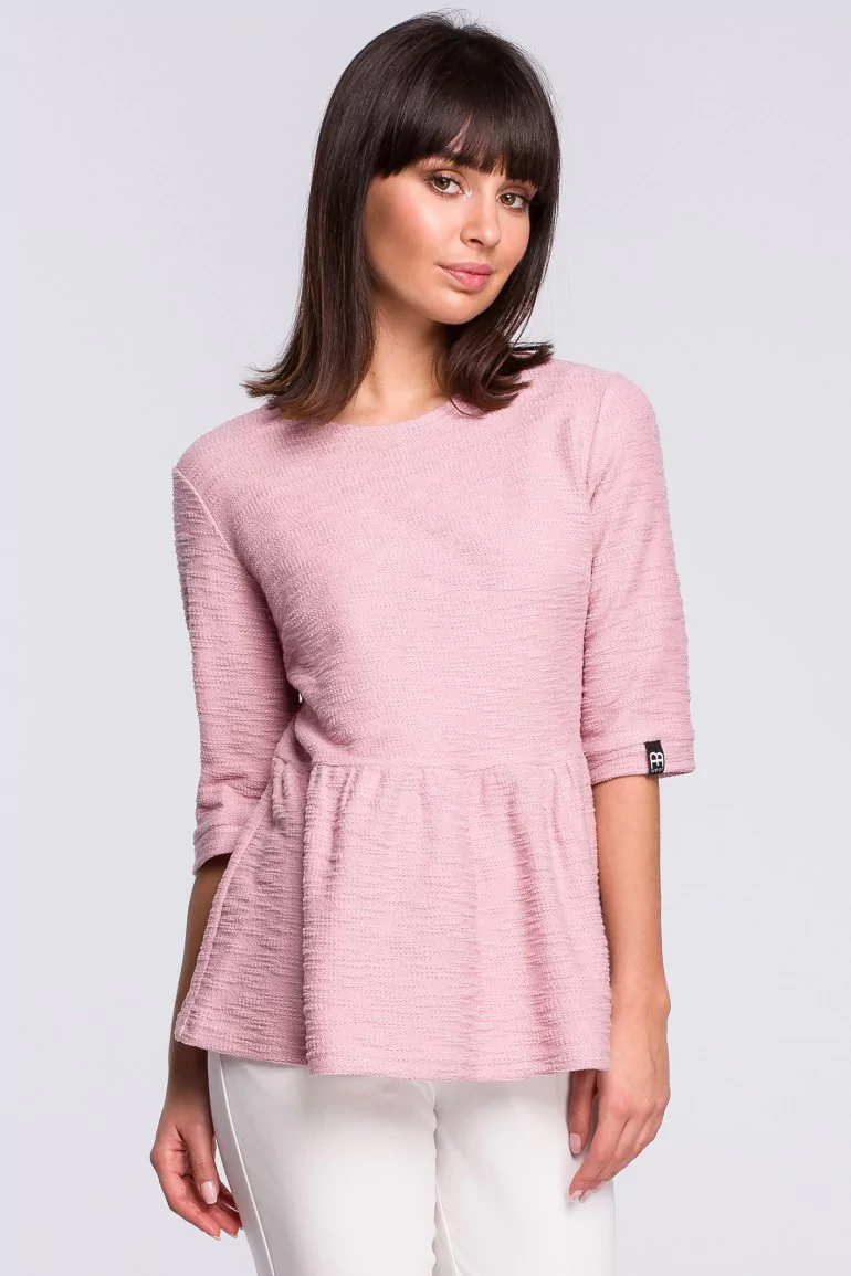 CM4123 Bluzka z baskinką - pudrowa