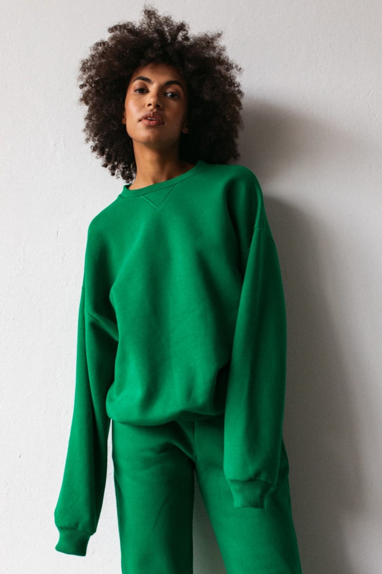 CM6682 Klasyczna bluza o kroju regular fit - zielona