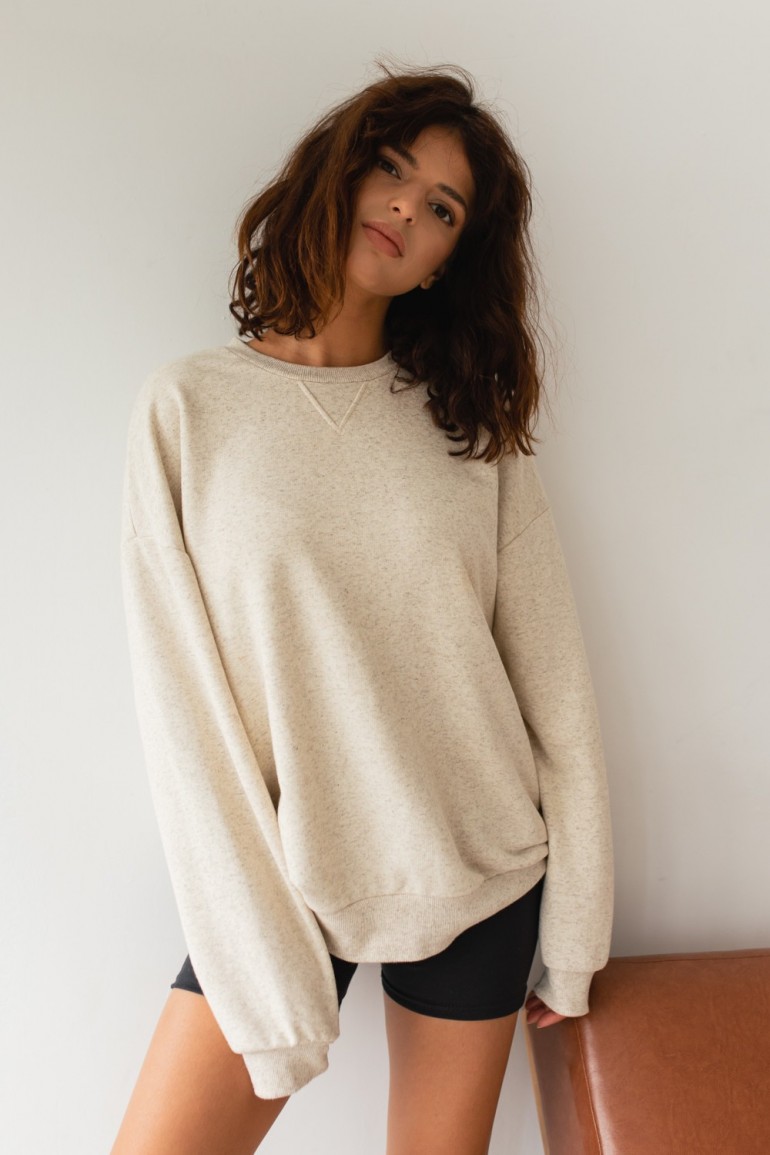 CM6682 Klasyczna bluza o kroju regular fit - beżowa