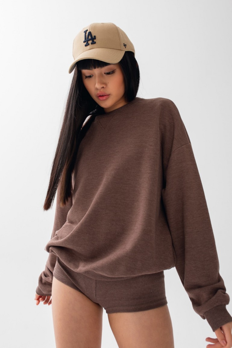 CM6682 Klasyczna bluza o kroju regular fit - czekoladowa