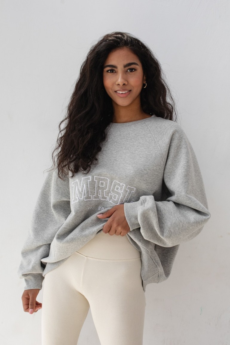 CM6684 Bluza o luźnym kroju z haftem - popielata